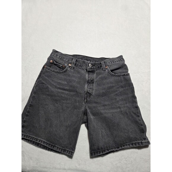 Levi's 501 Womens Size 29 Shorts Black  Denim Mid Rise Button Fly - Picture 1 of 13